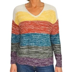 Margeaux & Ellie V Neck Sweater Multi Color Medium Long Sleeve